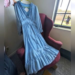 lovely blue maxi farm dress